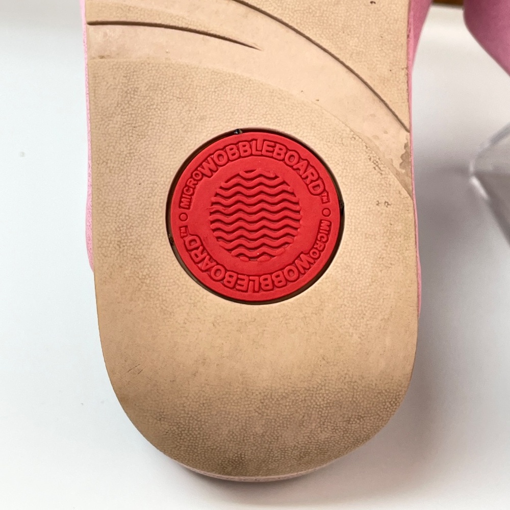 FitFlop Demelza Pink Shimmer Logo Toe Post Wedge Sandal Size 9 - Picture 10 of 11